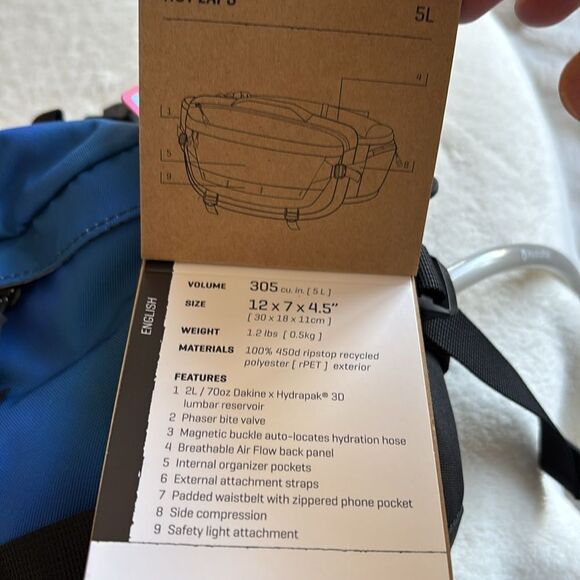 NWT Hot Laps 5L Bike Hydration Waist Bag - Color:Midnight Blue - Picture 6 of 9